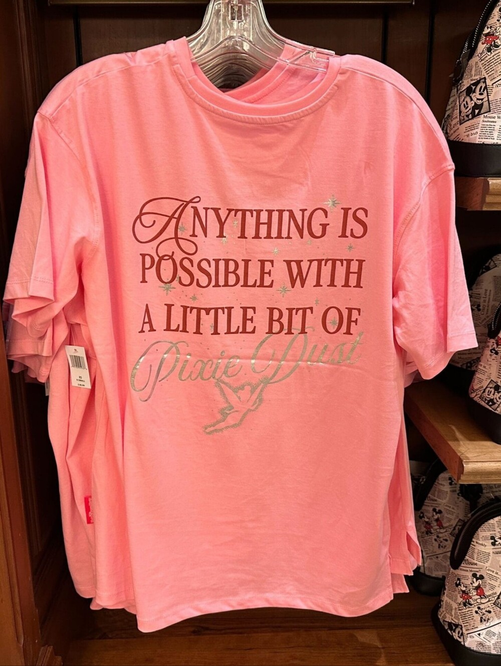 Disney Parks WDW "Anything is Possible" Pixie Dust Pink T-Shirt - Size L - NWT